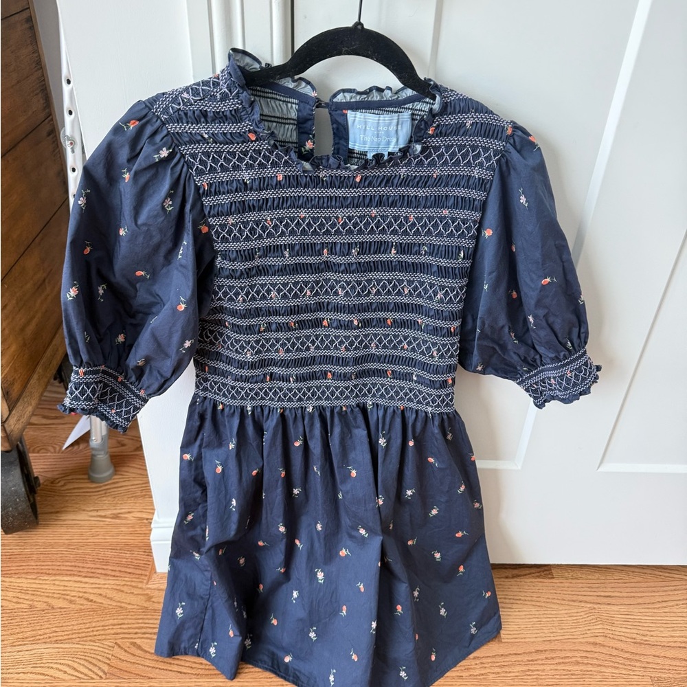 Smocked Navy Floral Mini Dress